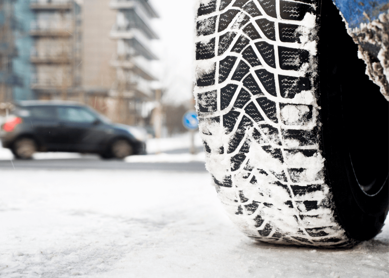 Tires on a snowy ground